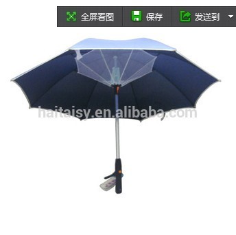 27"X8K manual open straight square golf solar umbrella fan